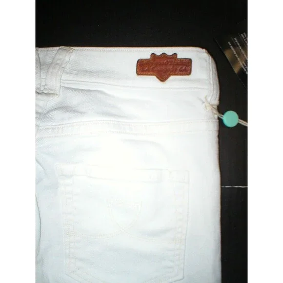 New NWT Designer Hollywood Trading Company White Jeans Womens Flare 25 Mid HTC